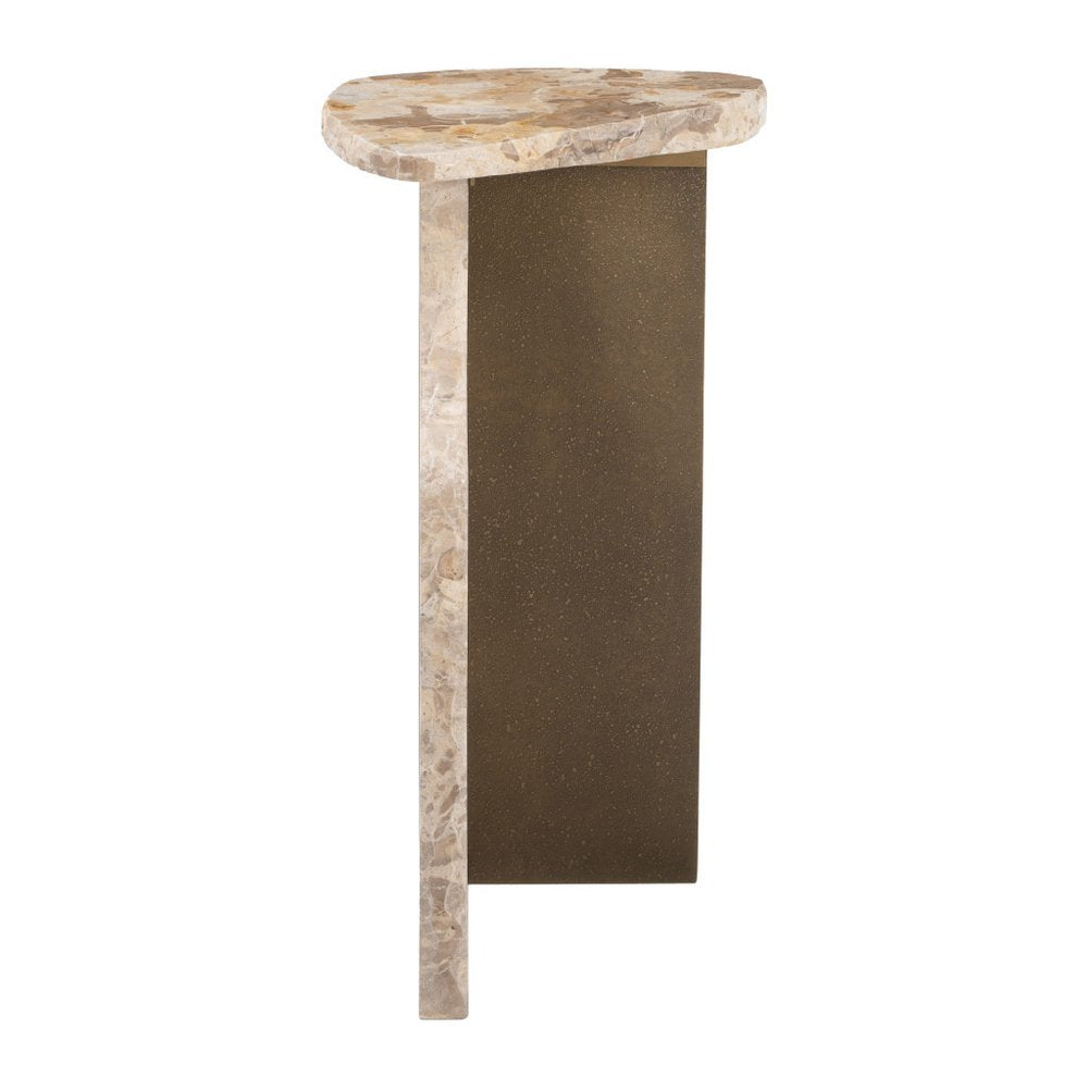 24" Natural Marble Pedestal End Table