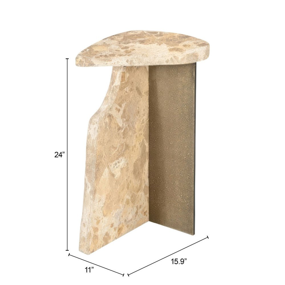 24" Natural Marble Pedestal End Table