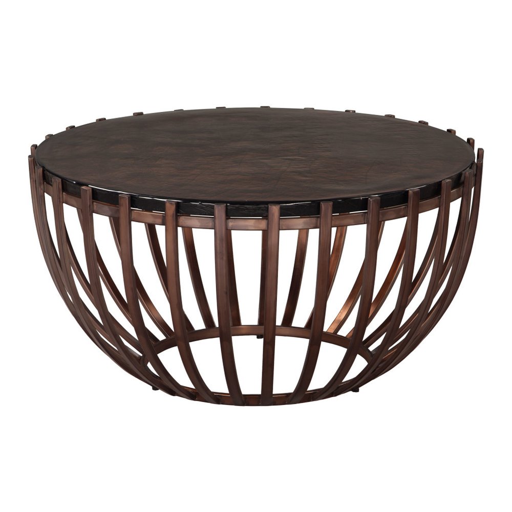 33" Bronze Sand Cast Glass Round Coffee Table