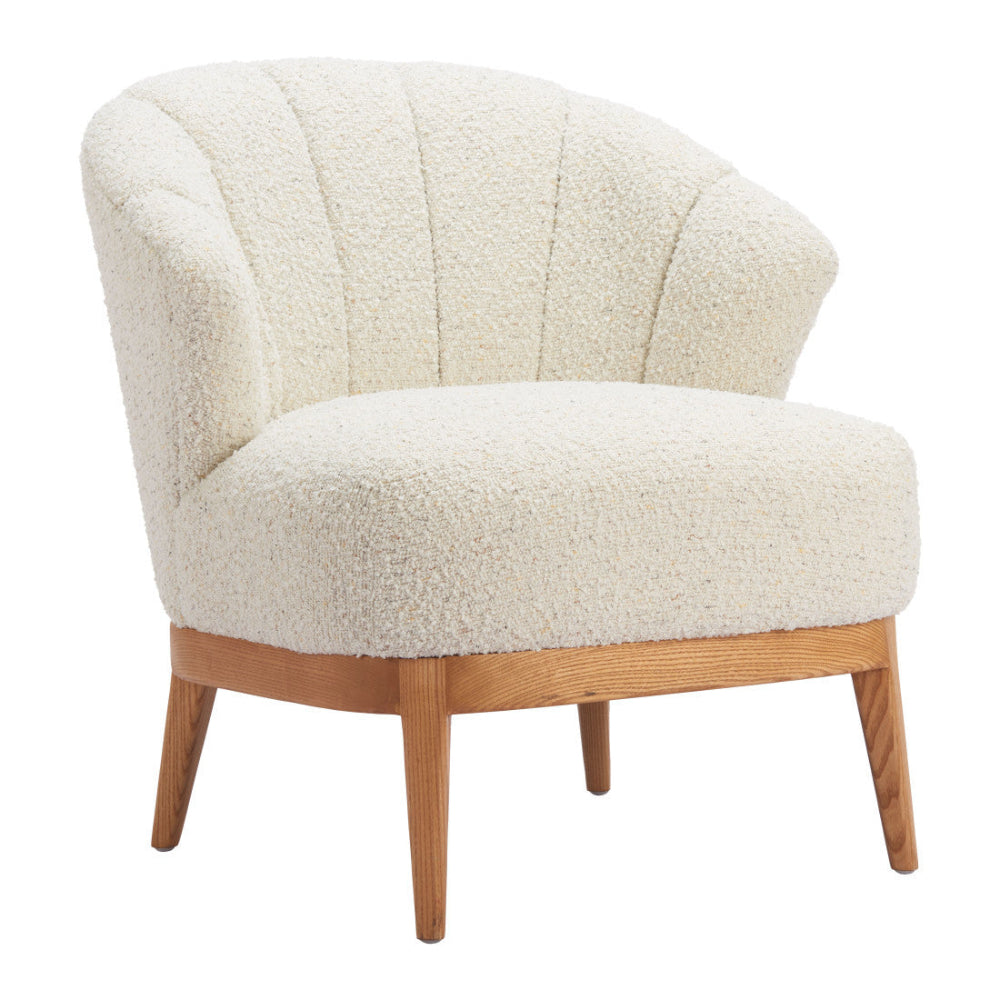 29" Beige Shell Barrel Chair
