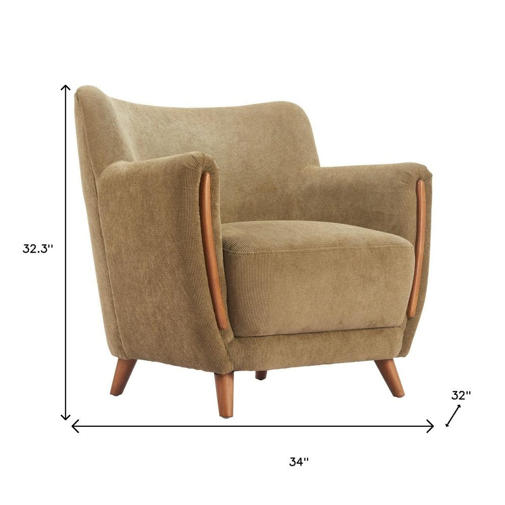 34" Green Flared Arm Wingback Chair