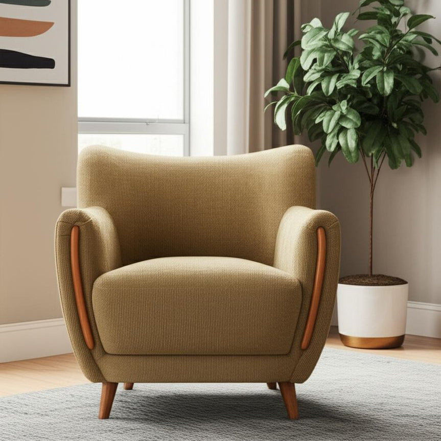 34" Green Flared Arm Wingback Chair