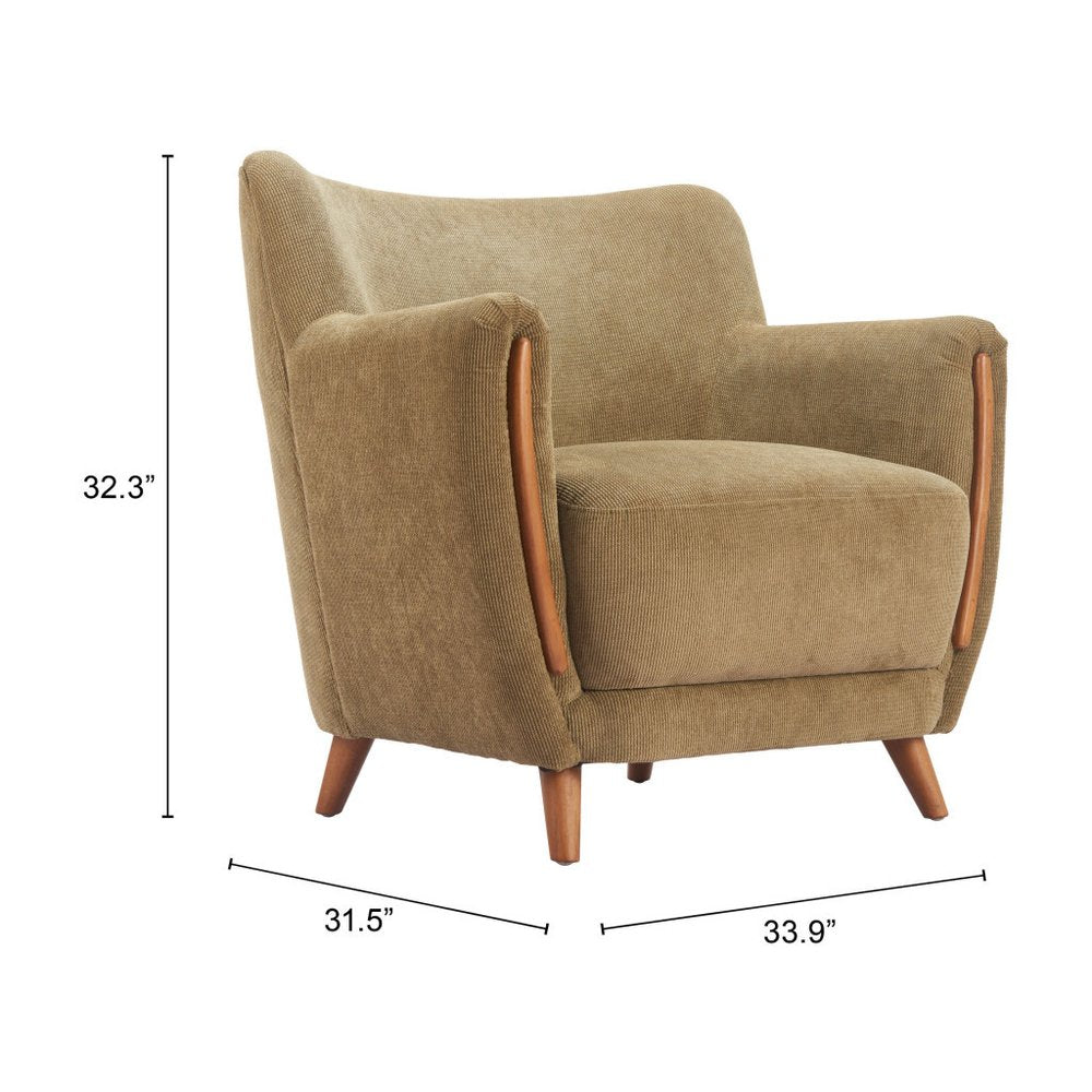 34" Green Flared Arm Wingback Chair
