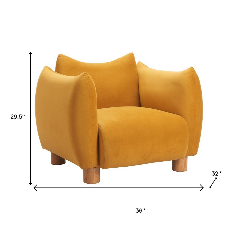 36" Mustard Yellow Pillow Curved Club Chair
