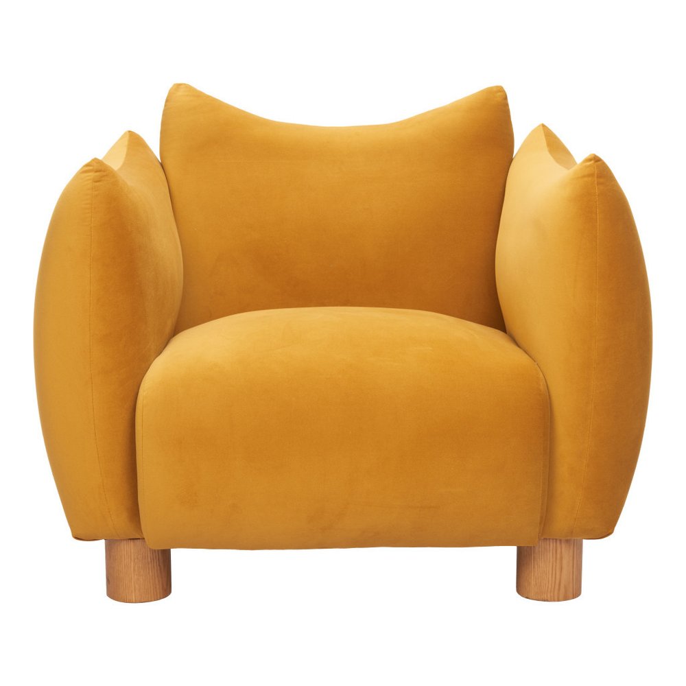 36" Mustard Yellow Pillow Curved Club Chair