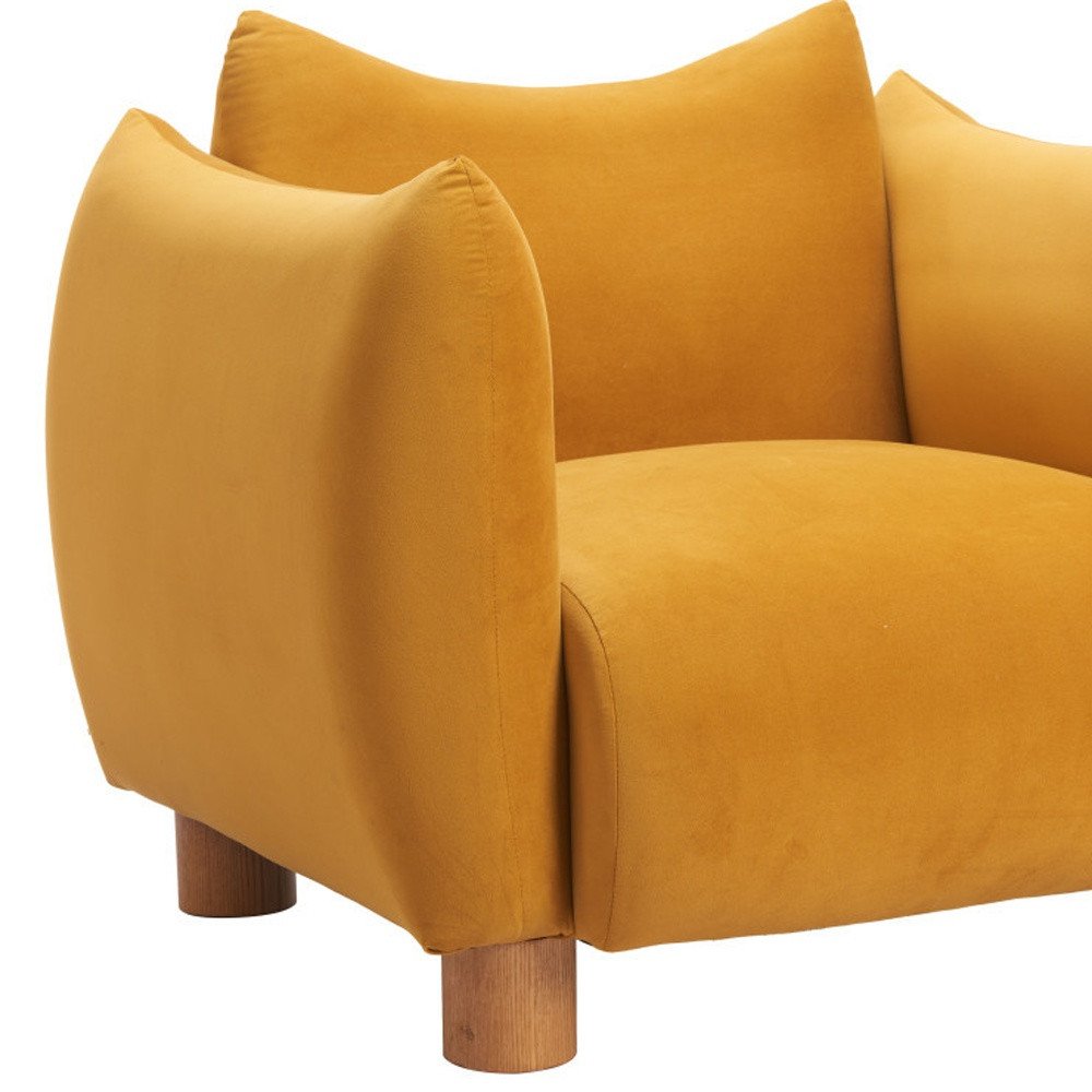 36" Mustard Yellow Pillow Curved Club Chair