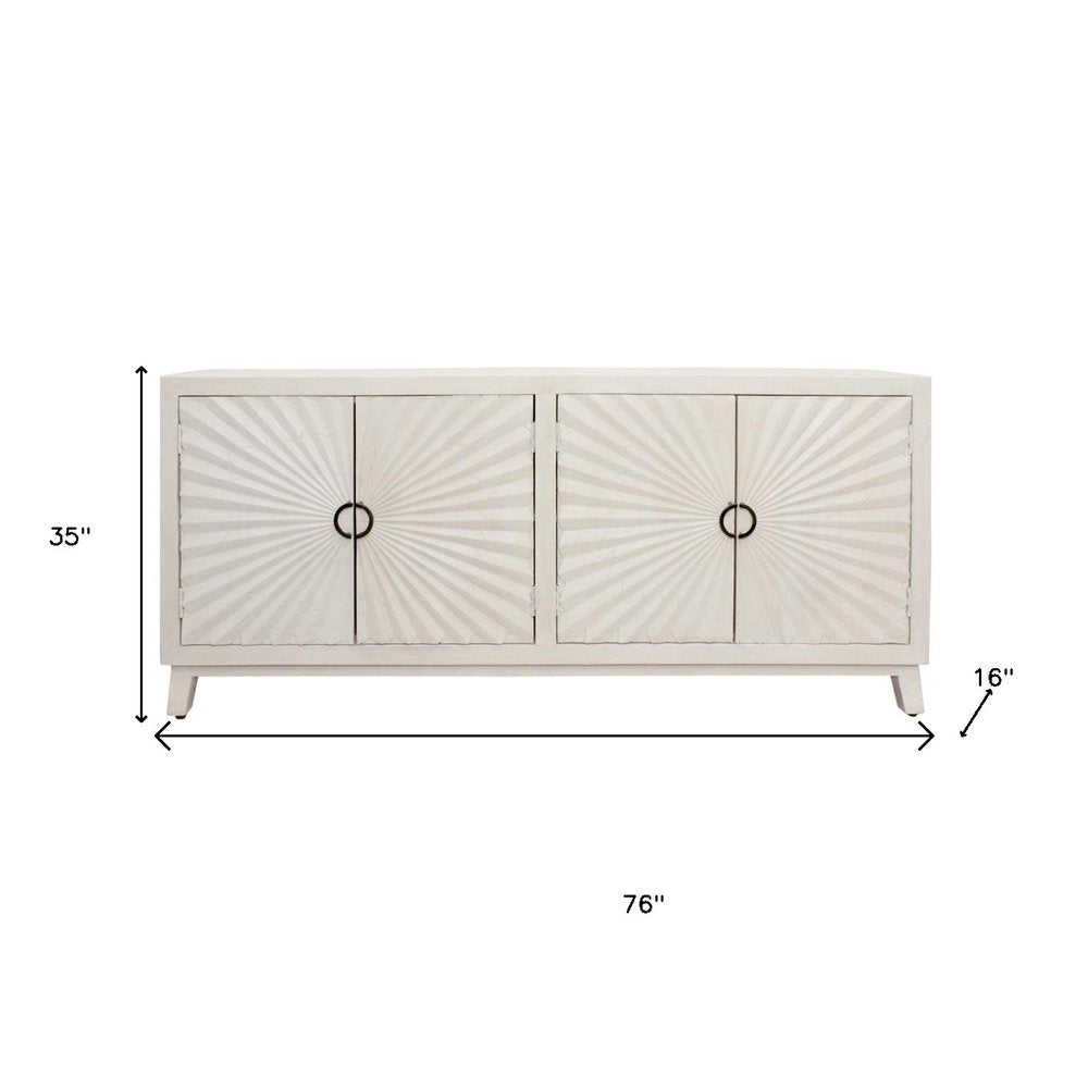 76" Ivory Sunburst Sideboard