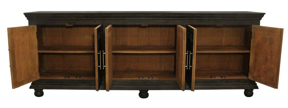 103" Brown Floral Carved Distressed Wood Sideboard