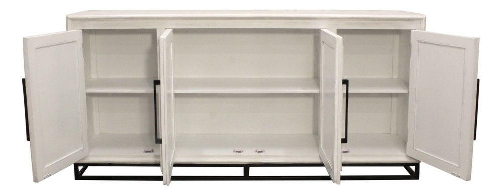76" Antiquated Trellis Doors Wood Sideboard
