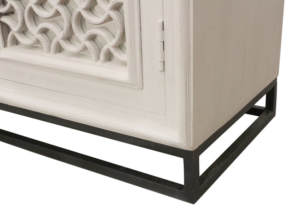 76" Antiquated Trellis Doors Wood Sideboard