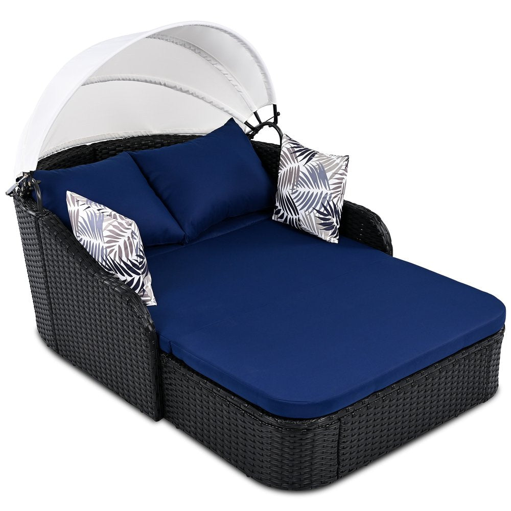 48" Rattan Outdoor Daybed with Canopy