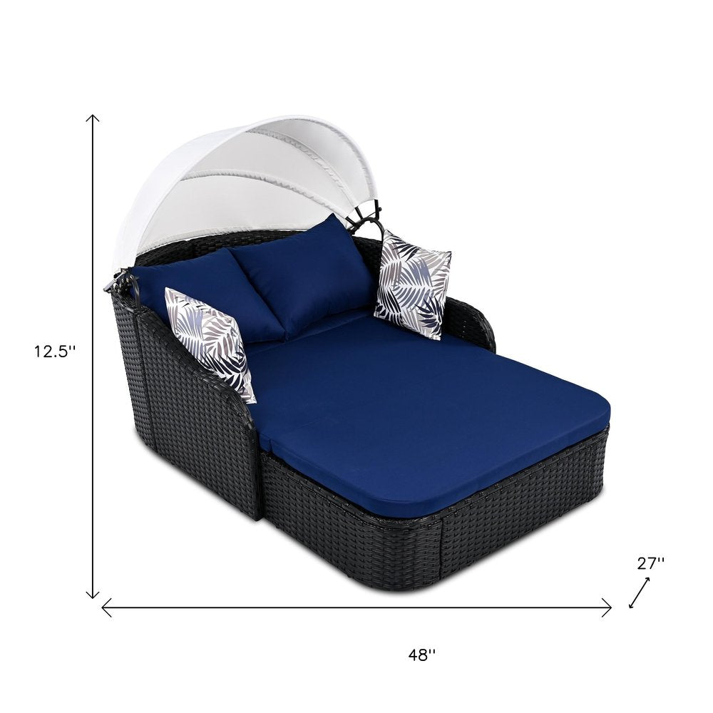 48" Rattan Outdoor Daybed with Canopy