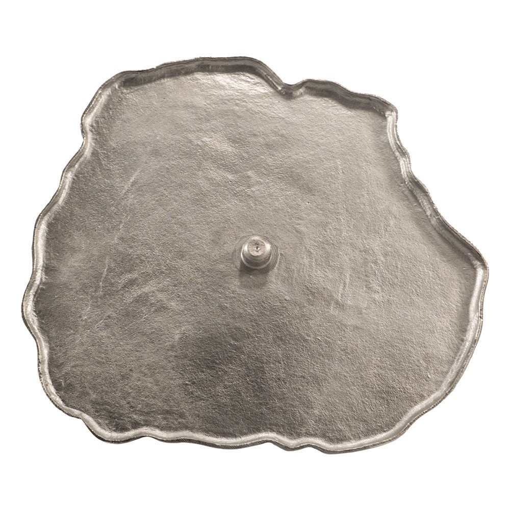 22" Silver and White Marble Pedestal End Table