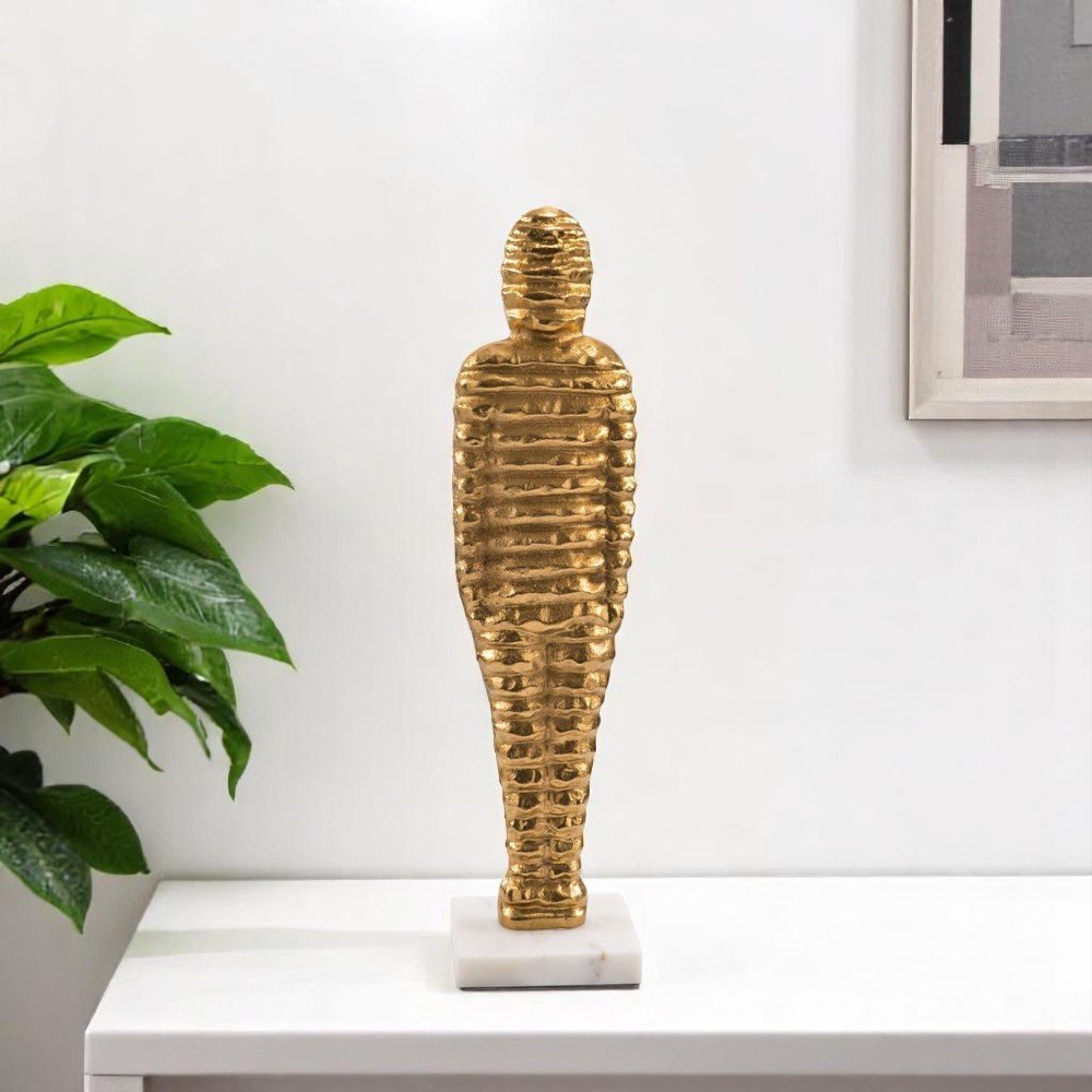 21" Gold Metal Mummy Sculpture