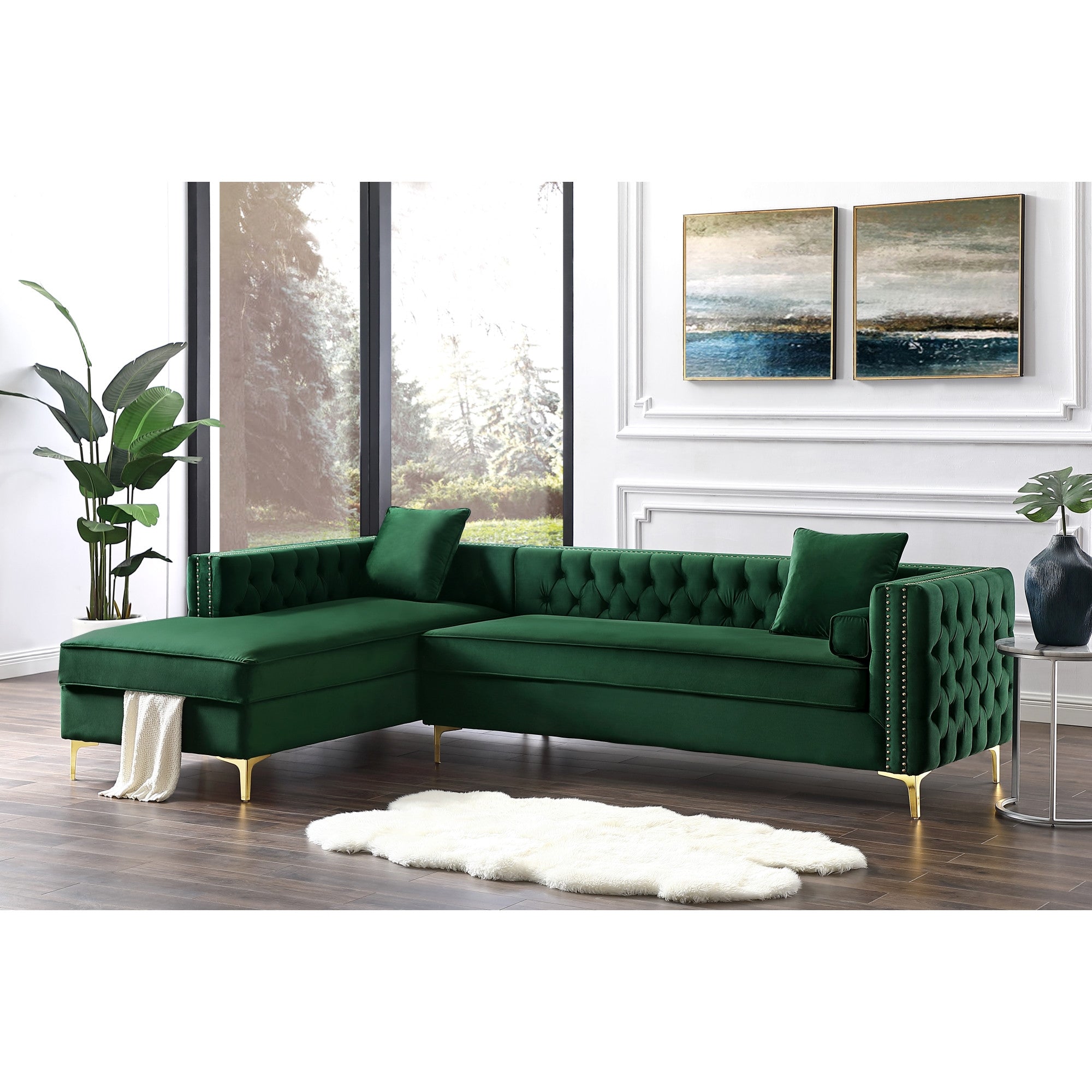 115" Velvet LAF Tuxedo Sectional with Storage
