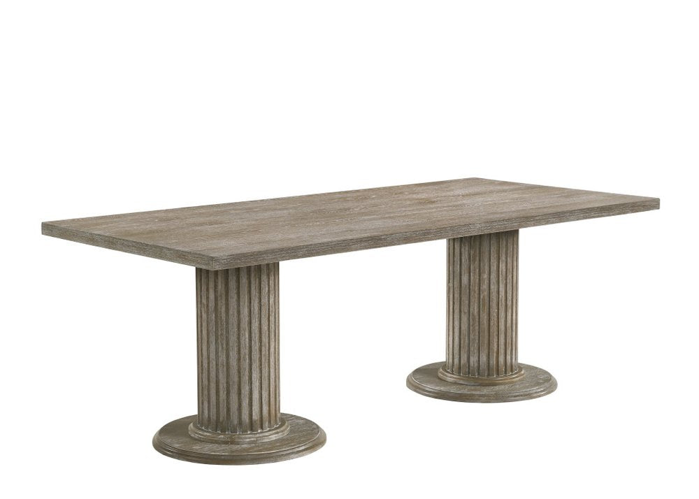 84" Gray Fluted Pedestal Dining Table