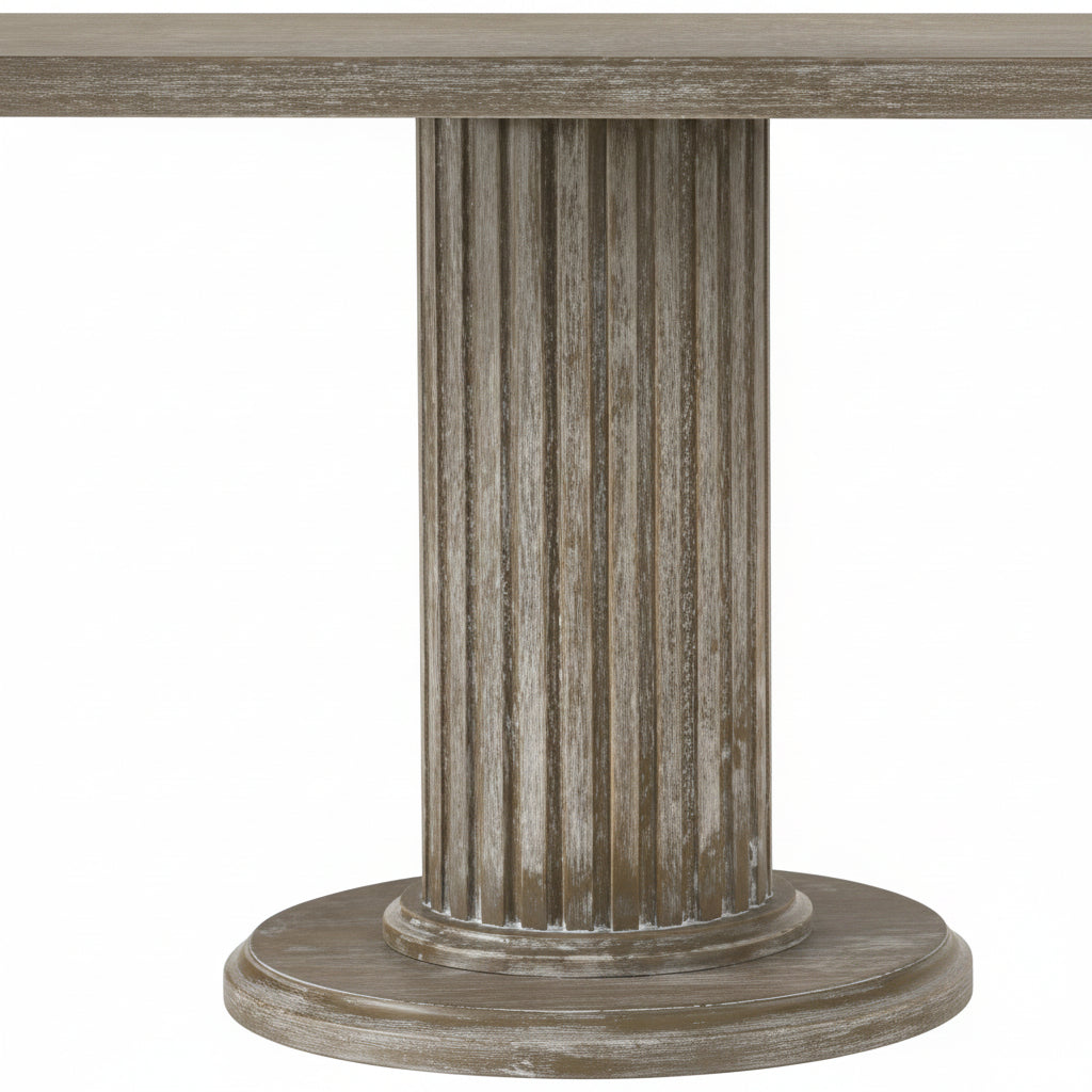 84" Gray Fluted Pedestal Dining Table