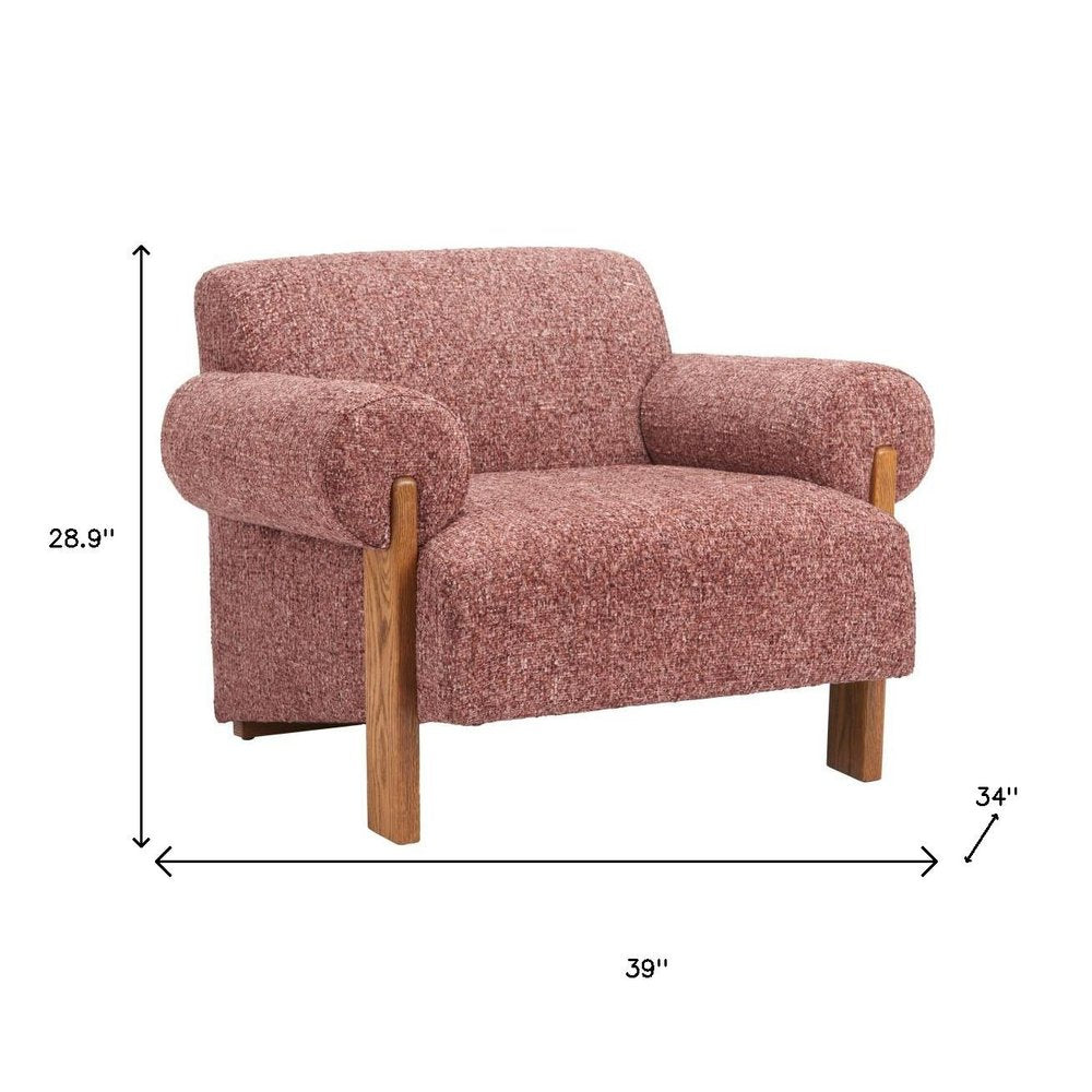 38" Copper and Brown Rolled Arm Club Chair