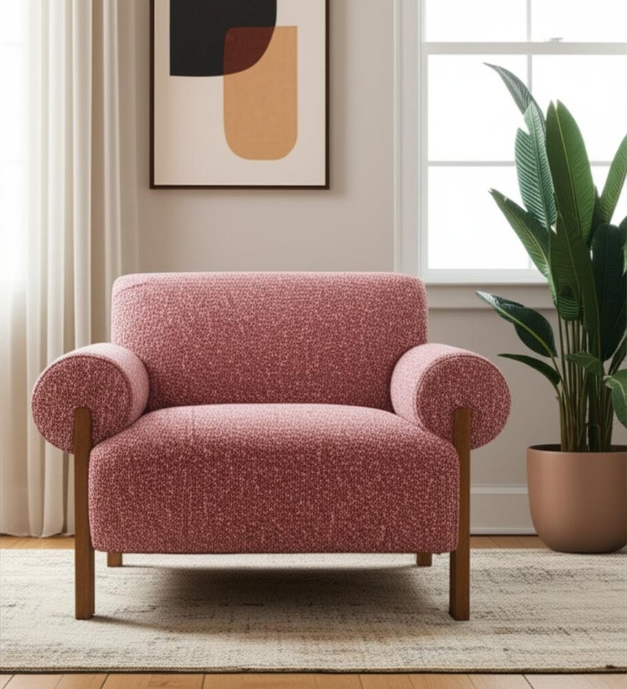 38" Copper and Brown Rolled Arm Club Chair