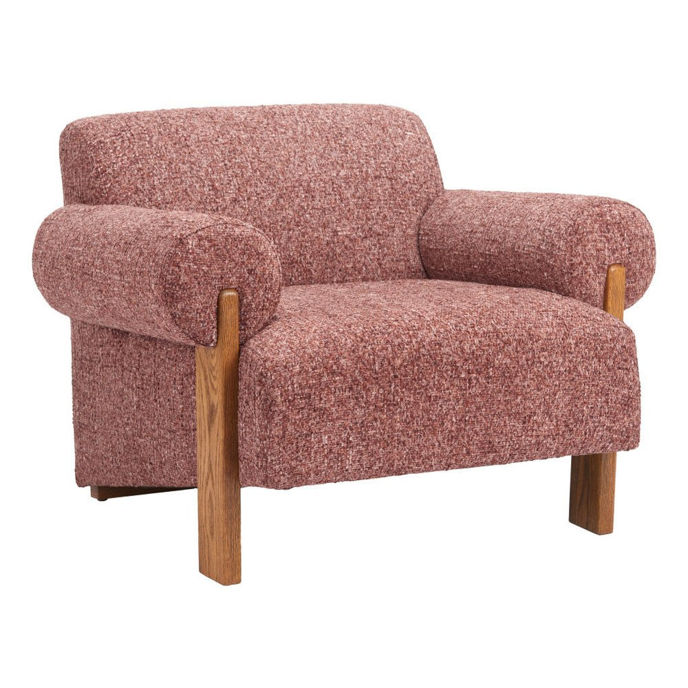 38" Copper and Brown Rolled Arm Club Chair