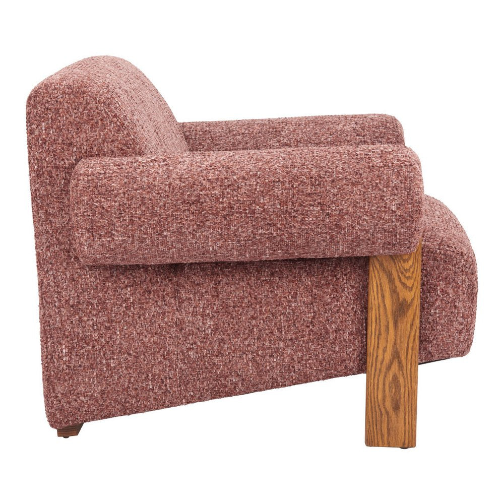 38" Copper and Brown Rolled Arm Club Chair