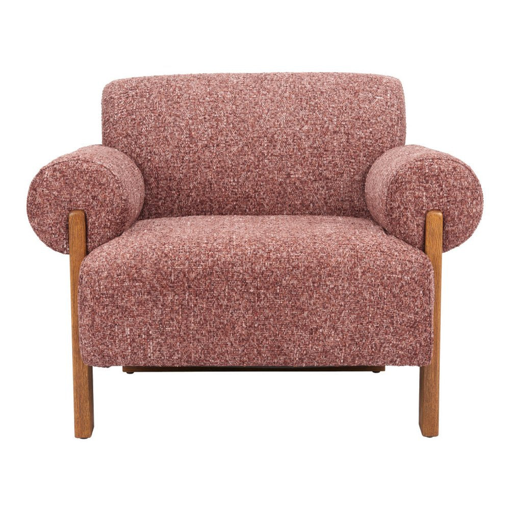 38" Copper and Brown Rolled Arm Club Chair