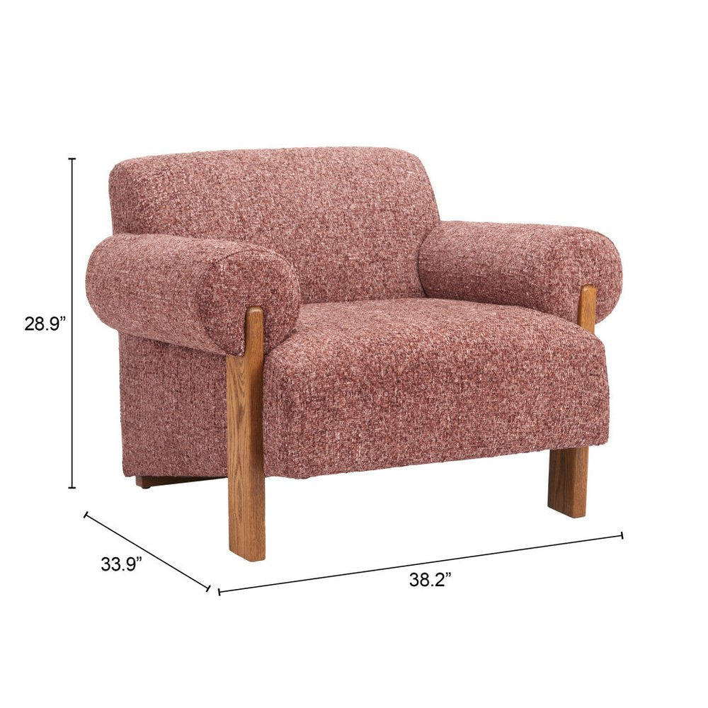 38" Copper and Brown Rolled Arm Club Chair