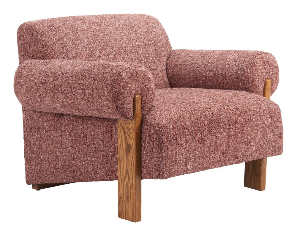 38" Copper and Brown Rolled Arm Club Chair