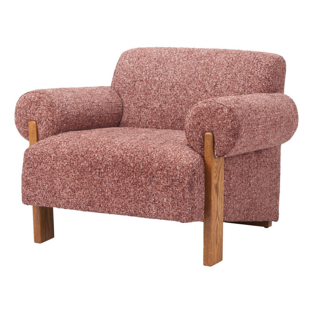 38" Copper and Brown Rolled Arm Club Chair