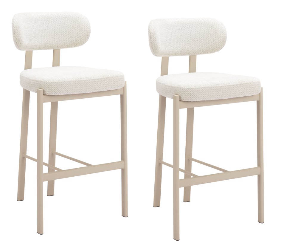 Set of Two 39" Low Back Modern Gray Wood Bar Chair