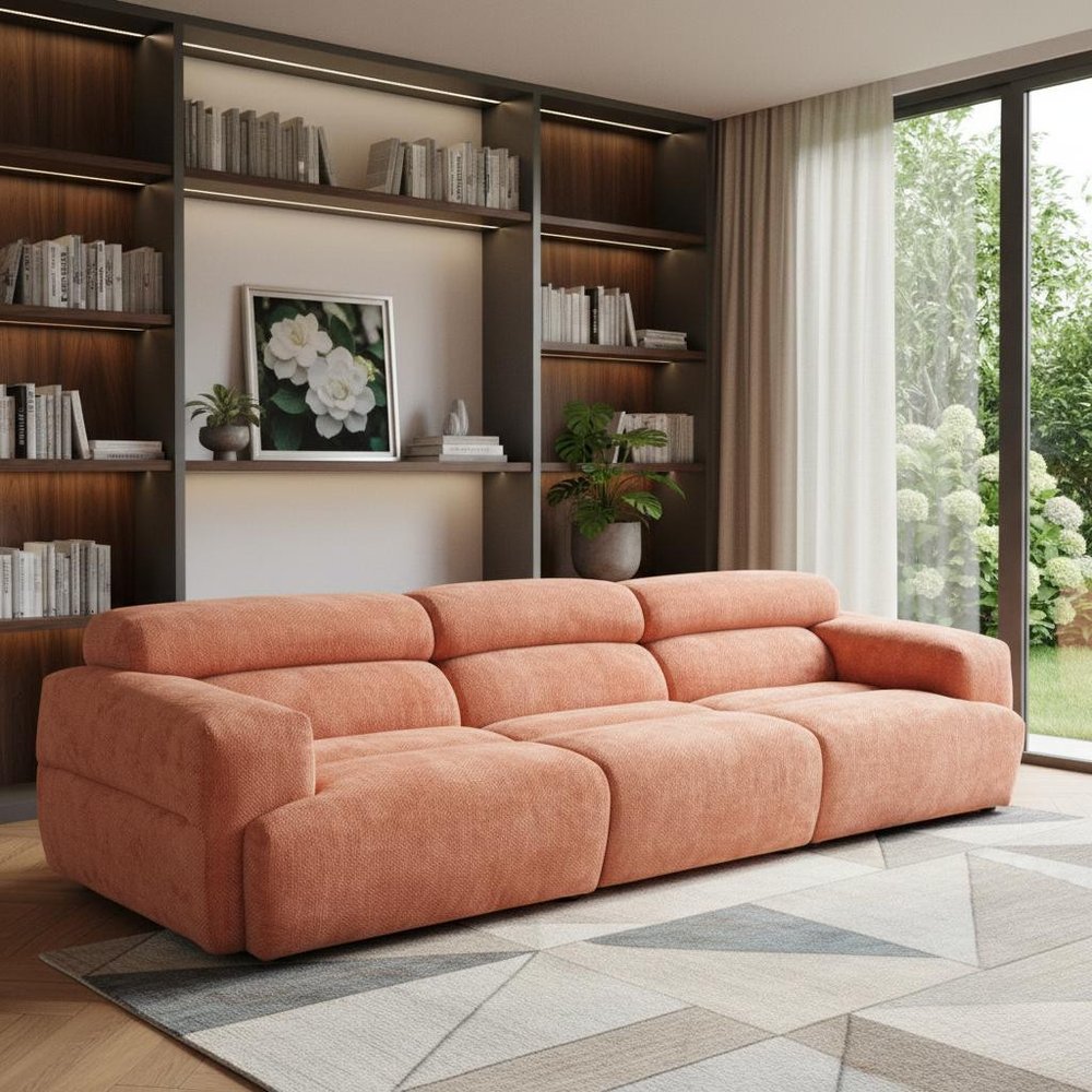 108" 3 pc. Orange Modular Sectional Sofa