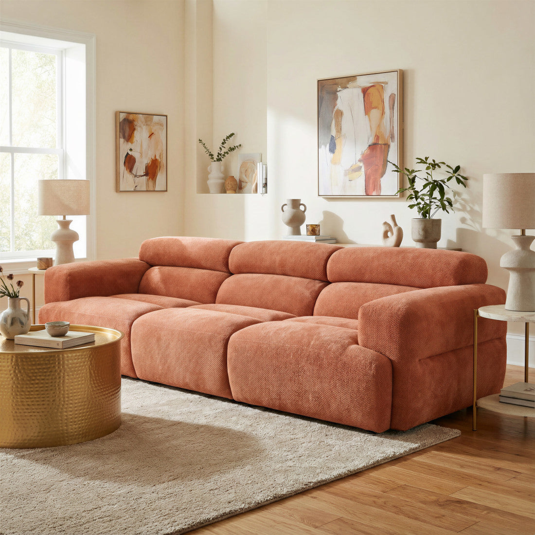 108" 3 pc. Orange Modular Sectional Sofa
