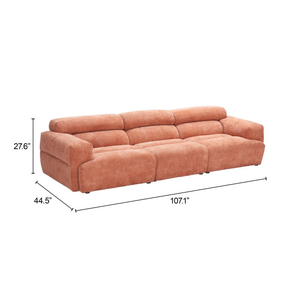 108" 3 pc. Orange Modular Sectional Sofa