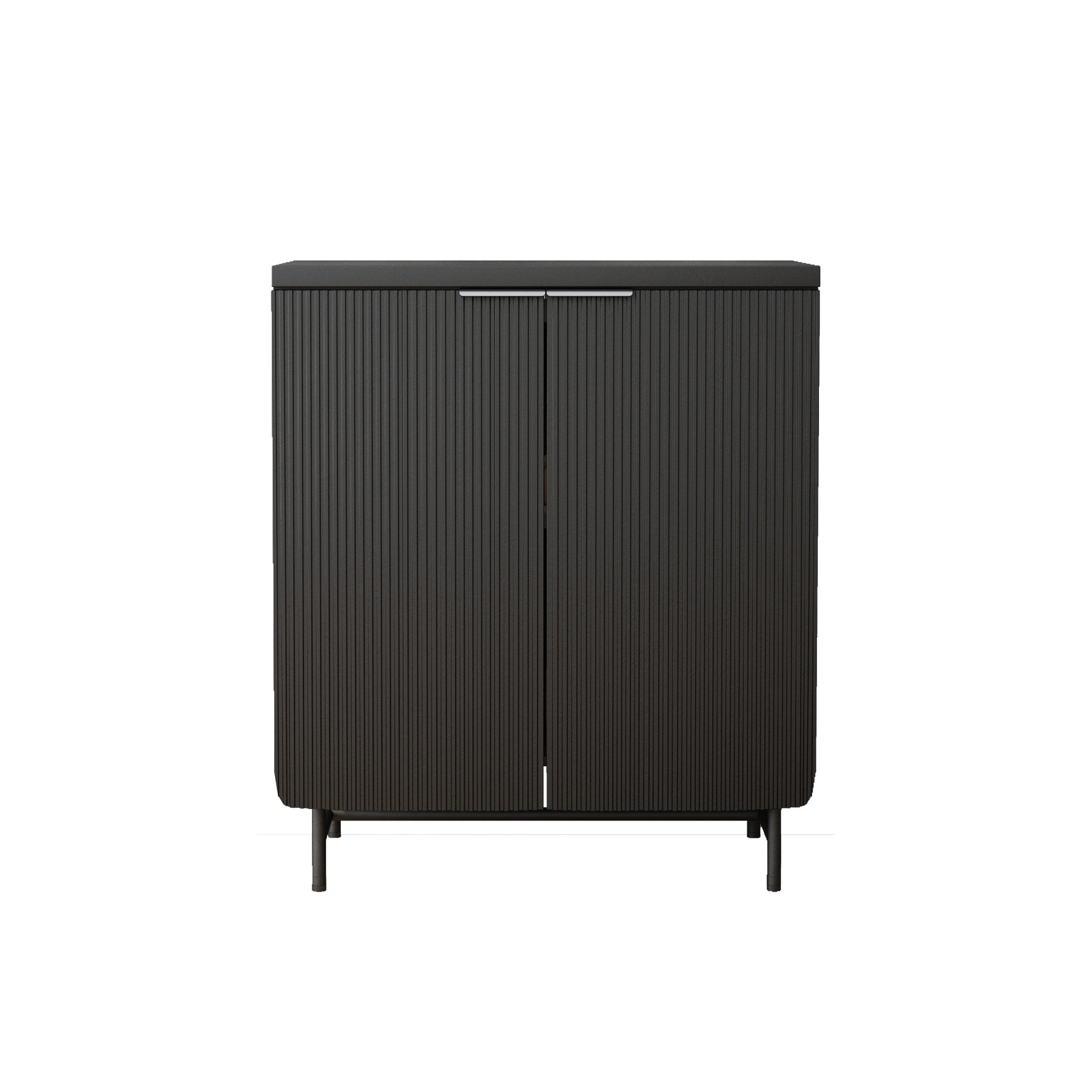 35" Black Fluted Wood Cabinet