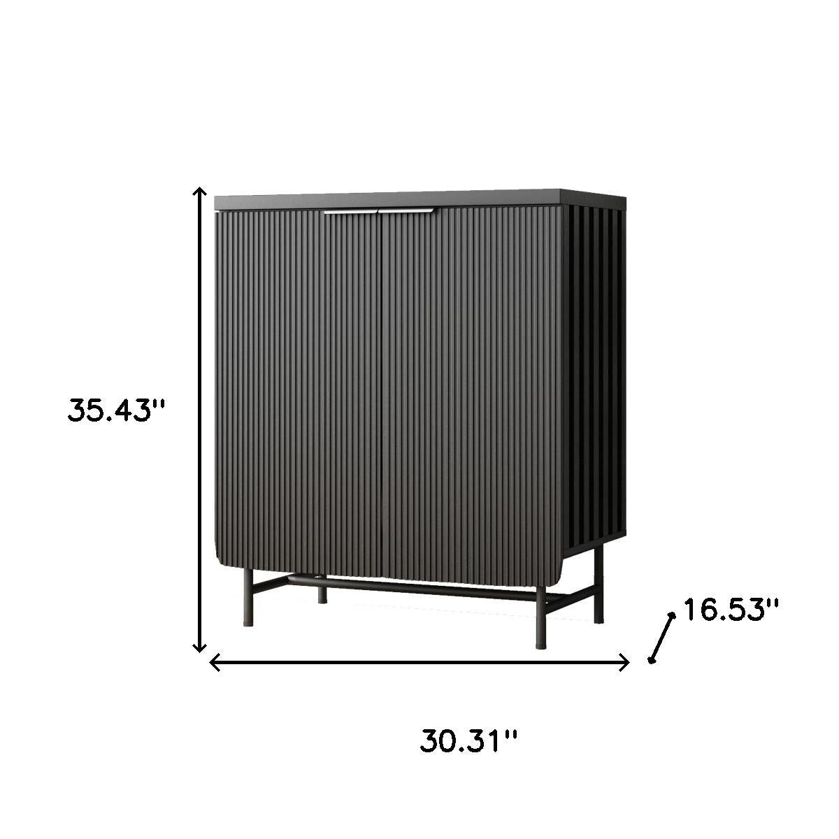 35" Black Fluted Wood Cabinet
