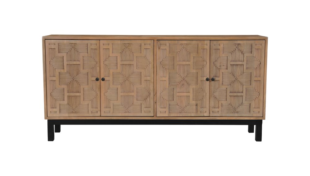80" Brown Geometric Wood Sideboard
