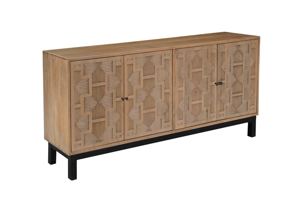 80" Brown Geometric Wood Sideboard