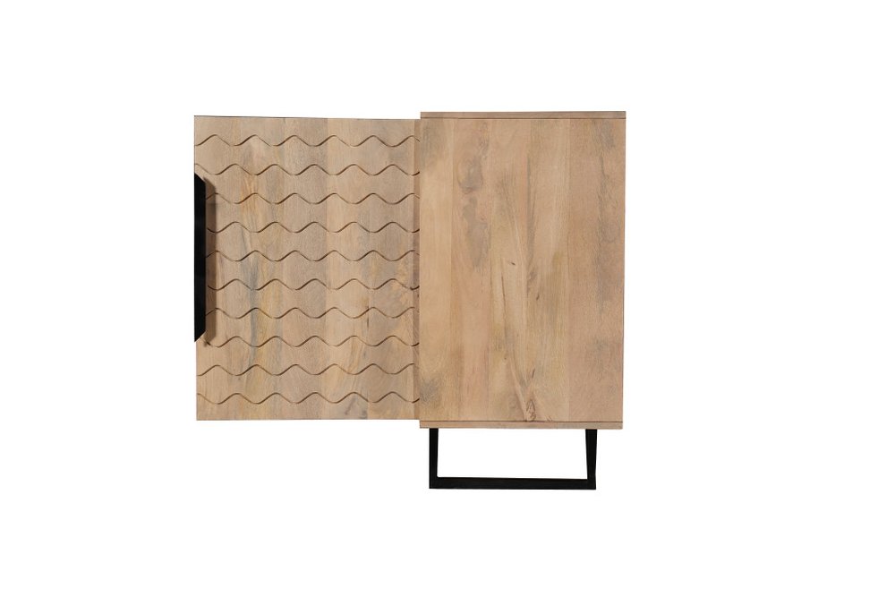 84" Beige Wood Waves Sideboard with 4 Doors