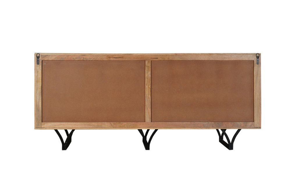 84" Beige Wood Waves Sideboard with 4 Doors