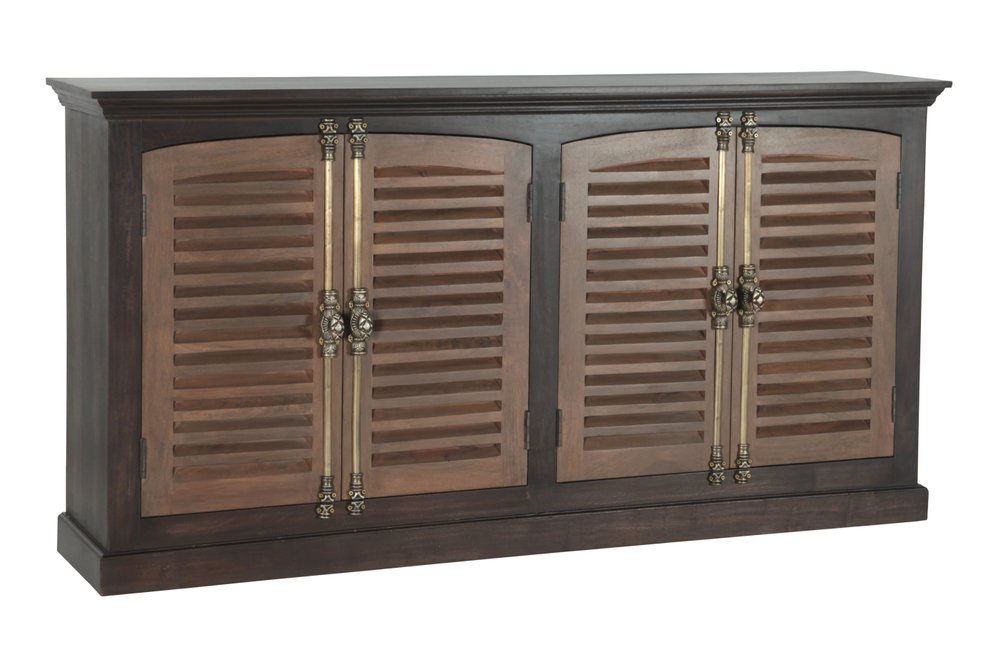 72" Dark Brown Shutter Doors Sideboard