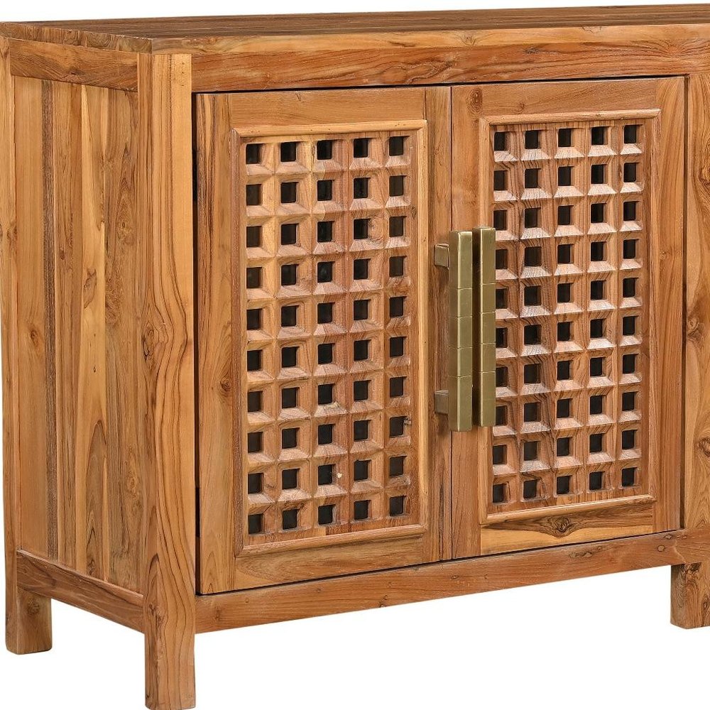 71" Brown Grate Doors Wood Sideboard