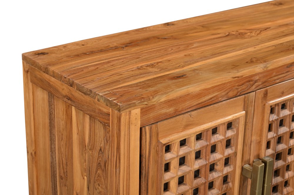 71" Brown Grate Doors Wood Sideboard