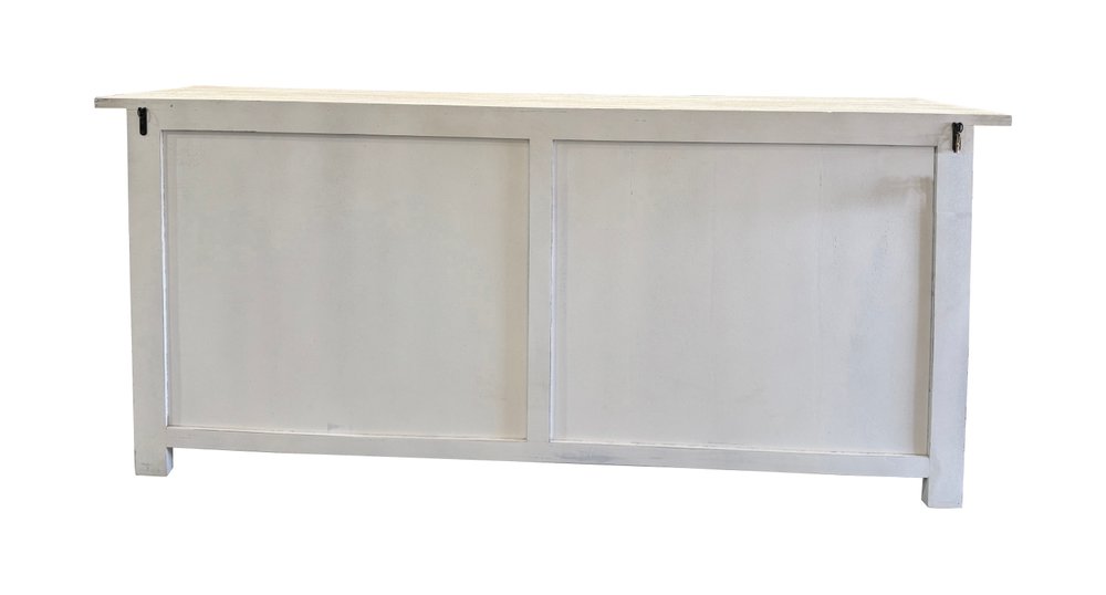 79" Distressed Wood Paneled Four Drawer Sideboard
