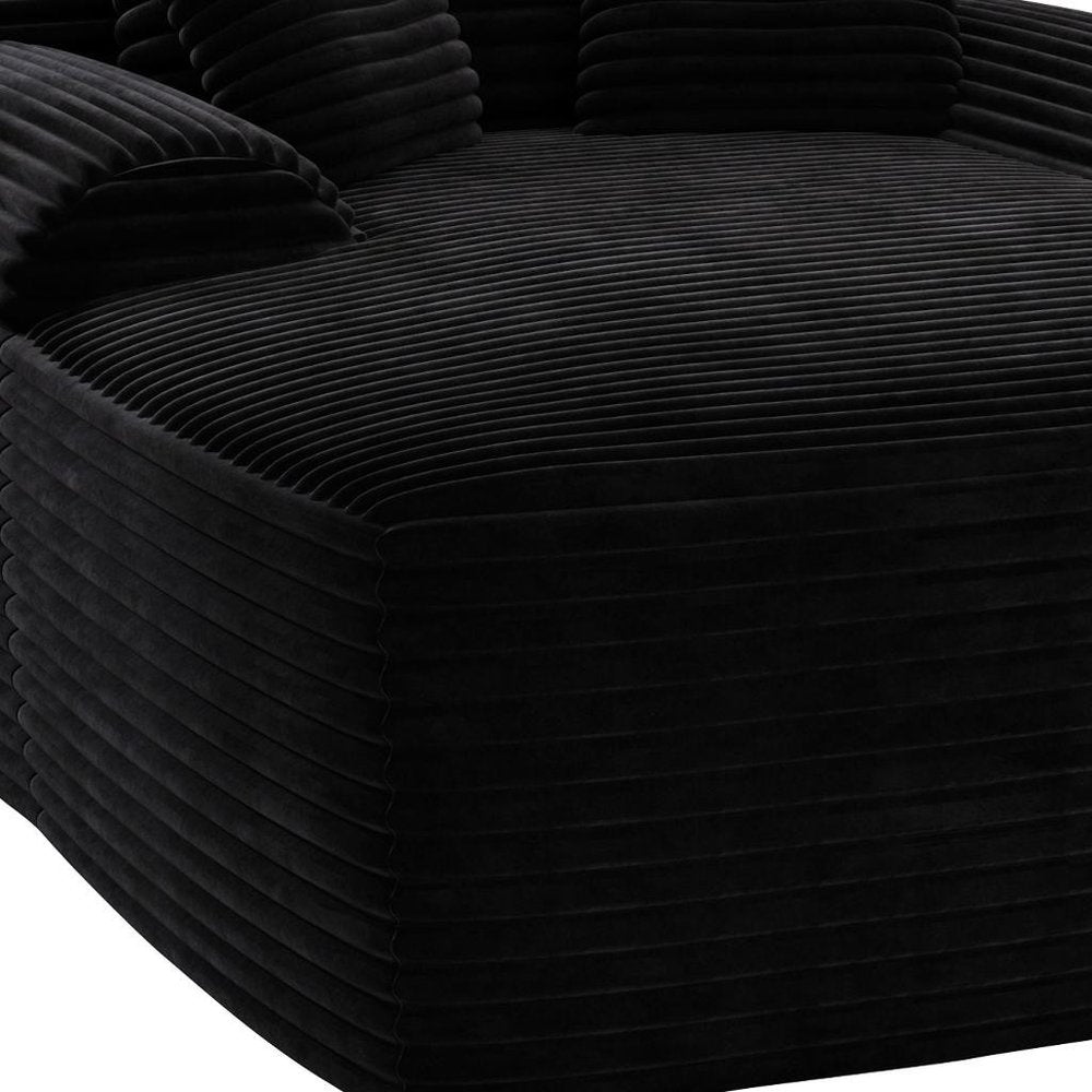 67" Black Corduroy Oversized Chaise Lounge Sofa