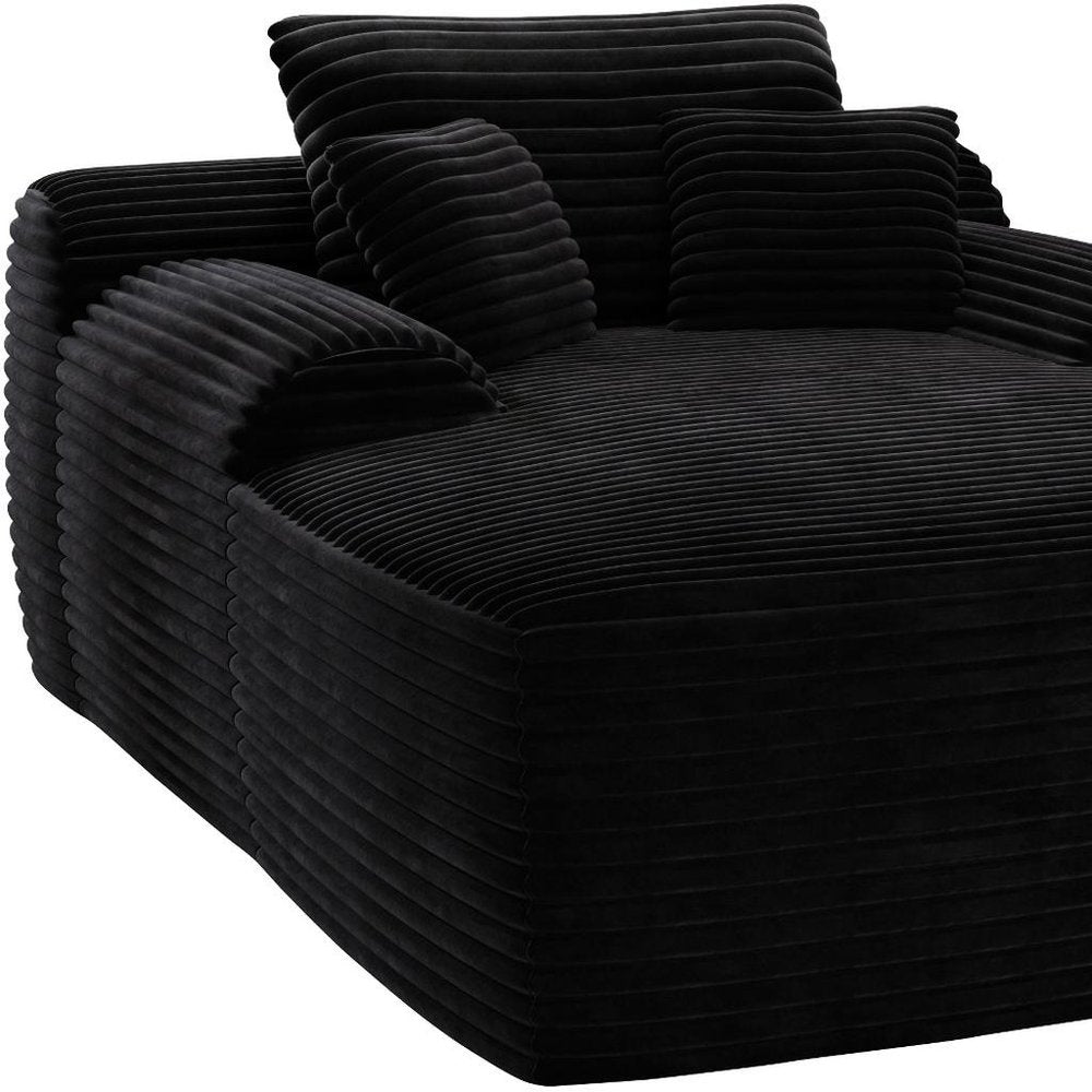 67" Black Corduroy Oversized Chaise Lounge Sofa
