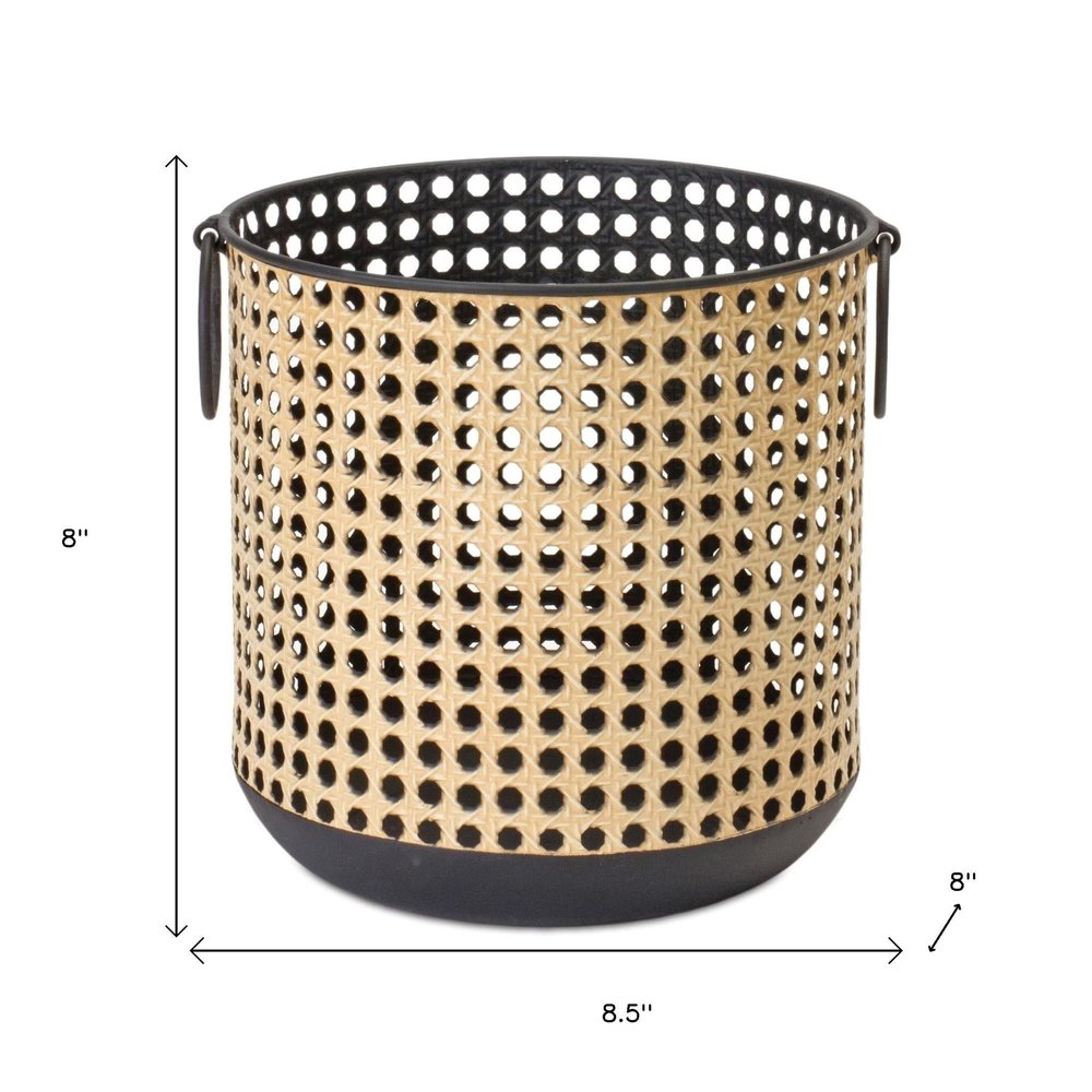 Set of Two Black and Beige LED Lantern Candle Holders