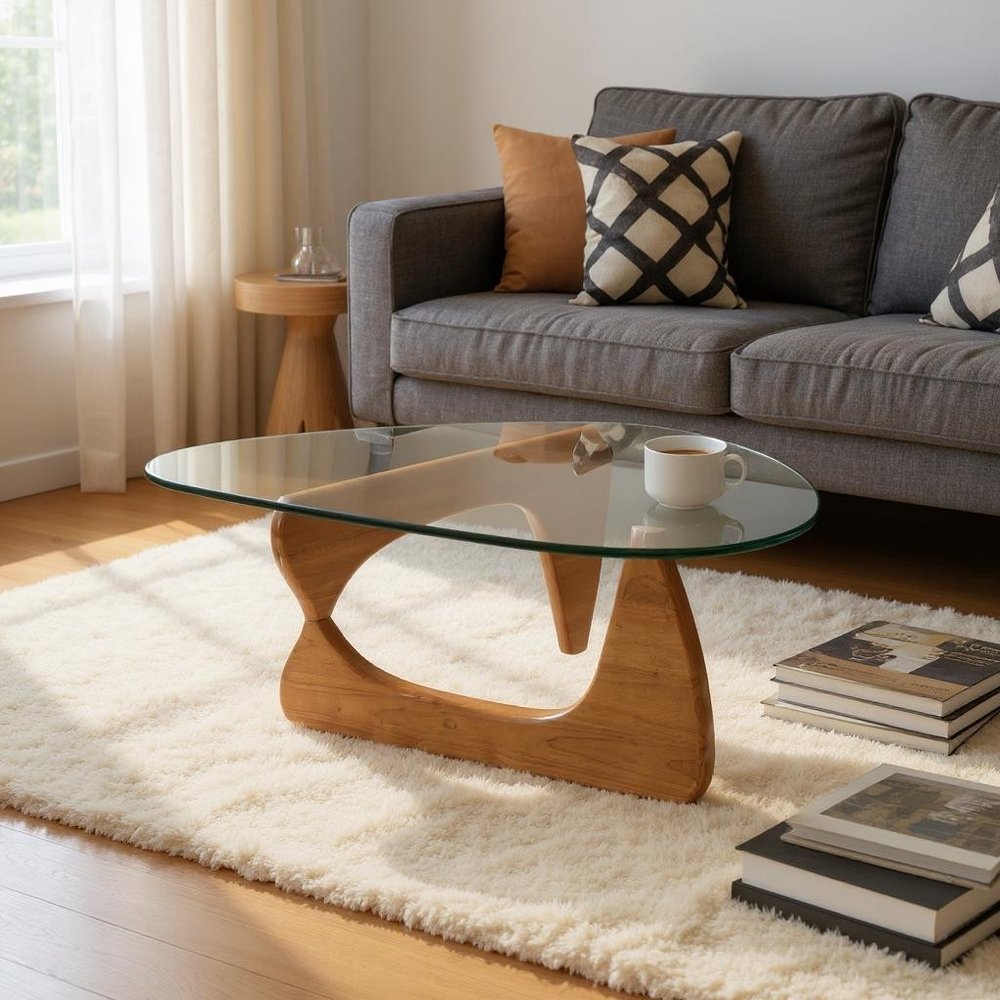54" Brown Boomerang Mid-Century Coffee Table
