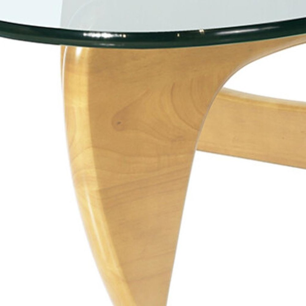 54" Abstract Mid-Century Natural Wood Coffee Table