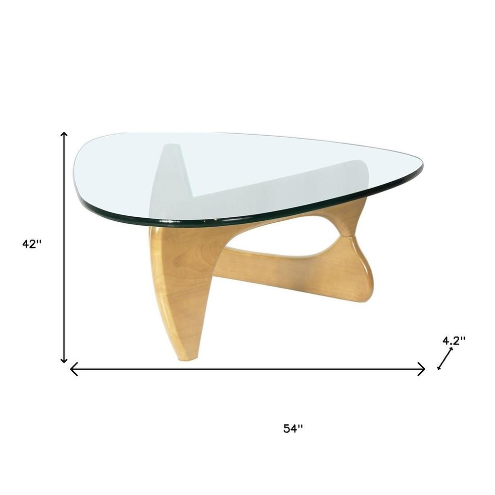 54" Abstract Mid-Century Natural Wood Coffee Table