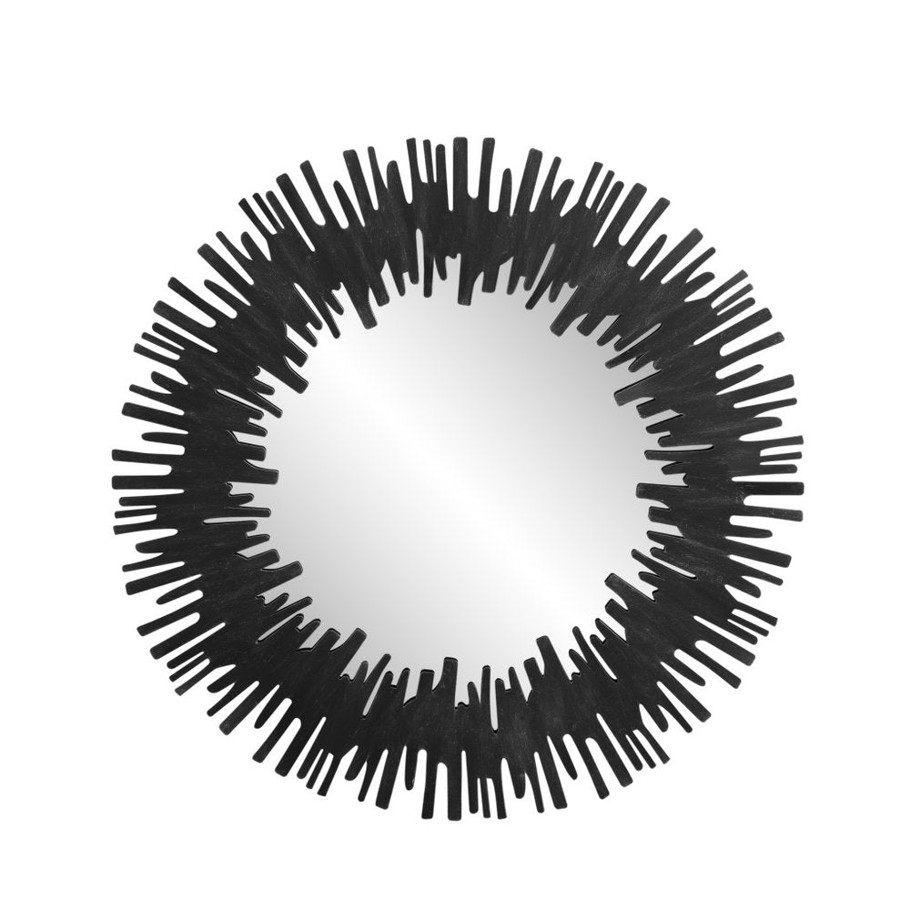 36" Black Wood Sunburst Framed Accent Mirror